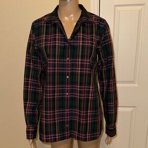 J. Crew Green and Red Plaid Casual Woman's Shirt Size 6.